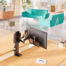 Dual Monitorarm Ergotron TRACE, für 2 Displays bis 27″ & bis 9,8 kg, höhen-/tiefenverstellbar, schwenk-/dreh-/neigbar, mit Tischklemme, schwarz
