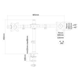 Dual-Monitorarm NewStar FPMA-DCB100DBLACK, bis 27“, neig-/dreh-/schwenkbar, höhenverstellbar