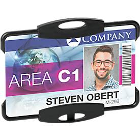 Durable Ausweishalter Eco, für 1 Karte, 10 Stück, Hoch - oder Querformat, B 54 x H 87 mm, recycelter Kunststoff, schwarz