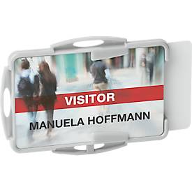 Durable Ausweishalter Eco, für 2 Karte, 10 Stück, Hoch - oder Querformat, B 54 x H 87 mm, recycelter Kunststoff, grau