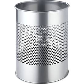 DURABLE Corbeille à papier en métal perforé, 14,7 litres, Ø 260 x H 315 mm, argent métallisé