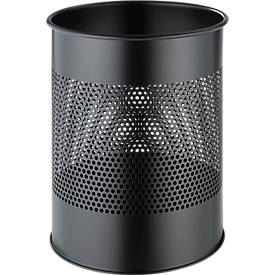 DURABLE Corbeille à papier en métal perforé, 14,7 litres, Ø 260 x H 315 mm, noir