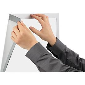 Durable Inforahmen DURAFRAME® Poster, A1 Hoch-/Querformat, für 2 Poster, selbstklebend, aufklappbarer Magnetrahmen, B 639 x T 28 x H 886 mm, PET, silber