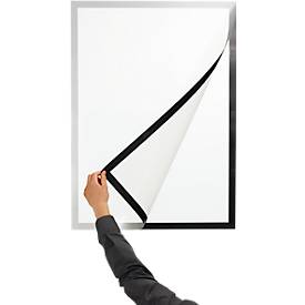 Durable Inforahmen DURAFRAME® Poster, A1 Hoch-/Querformat, für 2 Poster, selbstklebend, aufklappbarer Magnetrahmen, B 639 x T 28 x H 886 mm, PET, silber
