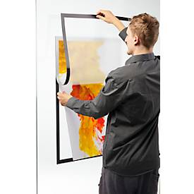 Durable Inforahmen DURAFRAME® Poster, A1 Hoch-/Querformat, für 2 Poster, selbstklebend, aufklappbarer Magnetrahmen, B 639 x T 28 x H 886 mm, PET, silber