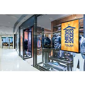 Durable Inforahmen DURAFRAME® Poster, A2 Hoch-/Querformat, für 2 Poster, selbstklebend, aufklappbarer Magnetrahmen, B 465 x T 28 x H 639 mm, PET, schwarz