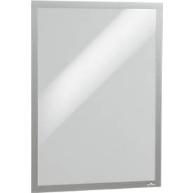 Durable Inforahmen DURAFRAME® Poster, A2 Hoch-/Querformat, für 2 Poster, selbstklebend, aufklappbarer Magnetrahmen, B 465 x T 28 x H 639 mm, PET, silber