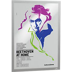 Durable Inforahmen DURAFRAME® Poster, A2 Hoch-/Querformat, für 2 Poster, selbstklebend, aufklappbarer Magnetrahmen, B 465 x T 28 x H 639 mm, PET, silber