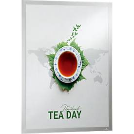 Durable Inforahmen DURAFRAME® Poster, Hoch-/Querformat, für 2 Poster, selbstklebend, aufklappbarer Magnetrahmen, B 545 x T 28 x H 745 mm, PET, silber