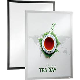 Durable Inforahmen DURAFRAME® Poster, Hoch-/Querformat, für 2 Poster, selbstklebend, aufklappbarer Magnetrahmen, B 545 x T 28 x H 745 mm, PET, silber