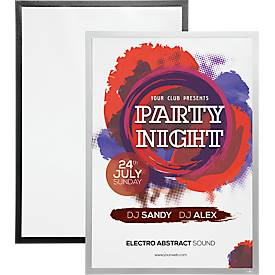 Durable Inforahmen DURAFRAME® Poster, Hoch-/Querformat, für 2 Poster, selbstklebend, aufklappbarer Magnetrahmen, B 745 x T 28 x H 1045 mm, PET, silber
