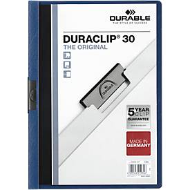 Durable Klemmmappe Duraclip, DIN A4, Kunststoff, mit Clip, dunkelblau