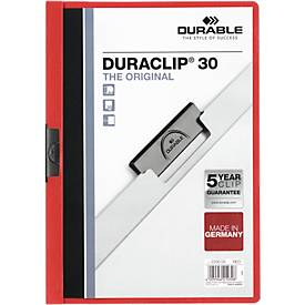 DURABLE Klemmmappe DURACLIP, DIN A4, Kunststoff, mit Clip, rot