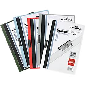 DURABLE Klemmmappe DURACLIP, DIN A4, Kunststoff, mit Clip, sortiert