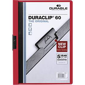 DURABLE Klemmmappen DURACLIP, DIN A4, Kunststoff, mit Clip, rot