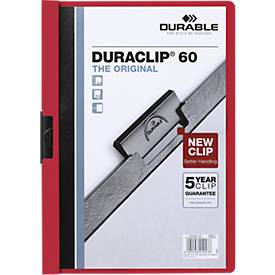 Durable Klemmmappen Duraclip, DIN A4, Kunststoff, mit Clip, rot