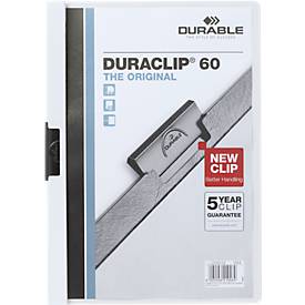 Durable Klemmmappen Duraclip, DIN A4, Kunststoff, mit Clip, weiß