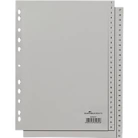 DURABLE Kunststoffregister, A4 hoch, Zahlen 1-52, grau