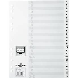 Durable Kunststoffregister, DIN A4,  Buchstaben A-Z(24 Fächer), weiß
