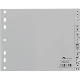 DURABLE Kunststoffregister, DIN A4 quer Halbformat, Buchstaben A-Z (20 Fächer), grau