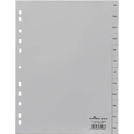 DURABLE Kunststoffregister, Monate Jan.-Dez., grau