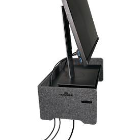 Durable Monitorständer EFFECT, 3-stufig, 60 % PET-Filz, bis 10 kg, Kabelauslässe, anthrazit