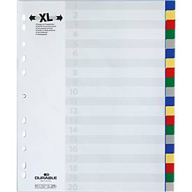 DURABLE PP-Register, 20 Blätter, überbreit