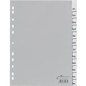 DURABLE PP-Register mit Wechseltaben, Kalender/Zahlen Jan.-Dez./1-12, grau