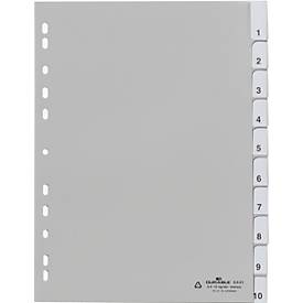 DURABLE PP-Register mit Wechseltaben, Zahlen 1-10, grau