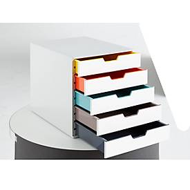 Durable Schubladenbox Varicolor, 5 Schübe, DIN C4, weiß