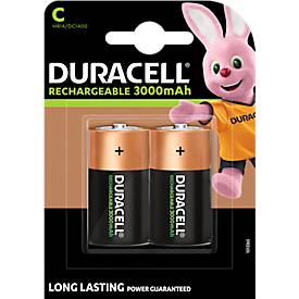 Duracell Batterie Rechargeable Baby C, Long-Life Ion Core, HR14, 1,2 V, 3000 mAh, pre-charged, im Retail Blister, 2 Stüc