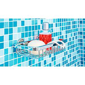 Duschablage tesa® ALUXX, 1-stöckig, viereckig, verchromt, ohne Bohren, inkl. Klebelösung