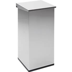 Dutch Design Mülleimer Carro-Lift, feuerfest, Hebedeckel, Dämpfersystem, B 300 x T 300 x H 600 mm, 55 l, Edelstahl