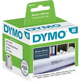 DYMO LabelWriter Adress-Etiketten, permanent, Papier, 89 x 36 mm, 1 x 260 Stück, weiß