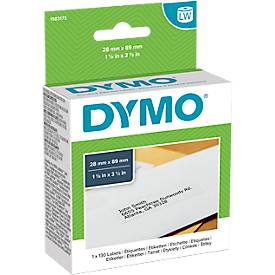 DYMO LabelWriter Standard Adress-Etiketten, permanent, 89 x 28 mm, 1 x 130 Stück, weiß