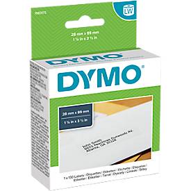 DYMO LabelWriter, Standard Adress-Etiketten, permanent, 89 x 28 mm, 1 x 130 Stück, weiß