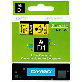 DYMO® Schriftbandkassette D1 43618, 6 mm breit, gelb/schwarz
