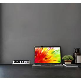 Eck-Steckdosenleiste brennenstuhl® estilo, 4-fach + USB-Ladefunktion, IP20, mit Kabel & Klebepads, L 70 x B 100 x H 300 mm, schwarz-silber