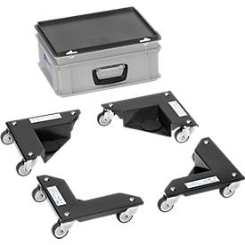 Eckenroller Fetra, 4 Elemente, Traglast jeweils 150 kg, mit Lenkrollen & Koffer, anthrazitgrau
