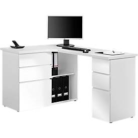 Eckschreibtisch, 90° Winkel links, mit Unterbauschrank & Sideboard, B 1450 x T 1015 x H 766 mm