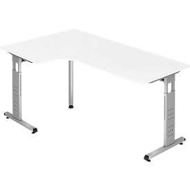 Eckschreibtisch ULM, li. od. rechts, B 2000 x T 1200 x H 650-850 mm, weiß