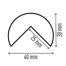 Eckschutzprofil Durable C25R, halbrund, für Innen- & Außenbereich, Klebefläche je Seite 25 mm, L 1000 x B 40 mm, PU-Schaum, gelb/schwarz