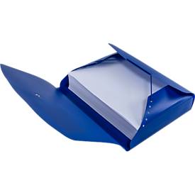 Eckspanner FolderSys JUMBO, A4, B 240 x H 320 mm, 3 Innenklappen & Gummizug-Verschluss, Polypropylen, Stärke 0,42 mm, blau, 10 Stück