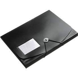 Eckspanner FolderSys JUMBO, A4, B 240 x H 320 mm, 3 Innenklappen & Gummizug-Verschluss, Polypropylen, Stärke 0,42 mm, schwarz, 10 Stück