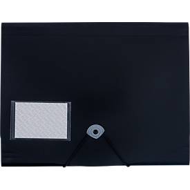 Eckspanner FolderSys JUMBO, A4, B 240 x H 320 mm, 3 Innenklappen & Gummizug-Verschluss, Polypropylen, Stärke 0,42 mm, schwarz, 10 Stück