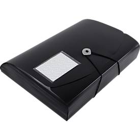 Eckspanner FolderSys JUMBO, A4, B 240 x H 320 mm, 3 Innenklappen & Gummizug-Verschluss, Polypropylen, Stärke 0,42 mm, schwarz, 10 Stück