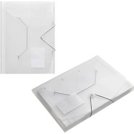 Eckspanner FolderSys JUMBO, A4, B 240 x H 320 mm, 3 Innenklappen & Gummizug-Verschluss, Polypropylen, Stärke 0,42 mm, transparent, 10 Stück