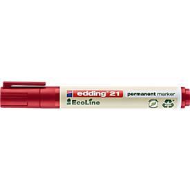 Edding 21 EcoLine Permanentmarker, nachfüllbar, Rundspitze, rot,10 Stk.