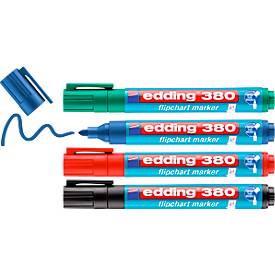 edding 380 Flipchart-Marker, Rundspitze, farbsortiert, 4er Set