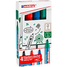 edding 383 Flipchart-Marker, Keilspitze, farbsortiert, 4er Set
